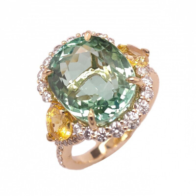 Bague entourage tourmaline verte