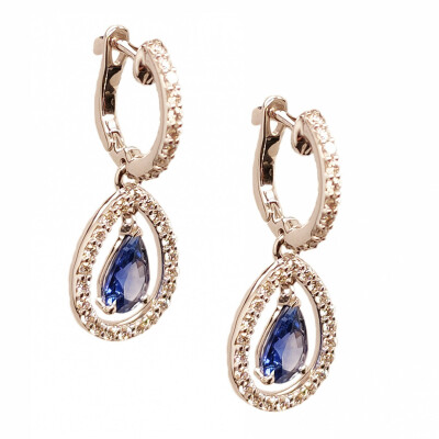 Boucles d'Oreilles  Saphirs et diamants