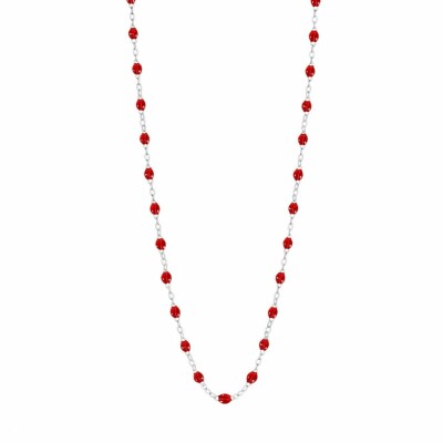 Collier Gigi Clozeau Classique en or blanc, résine rouge rubis, taille 45cm