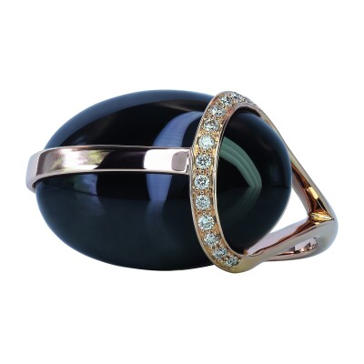 Bague SCARABEE - ONYX et PAVAGE DIAMANTS