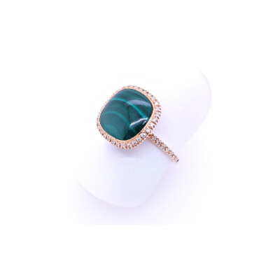 Bague or rose Malachite et diamants