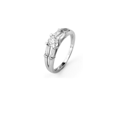 Solitaire or blanc et diamants