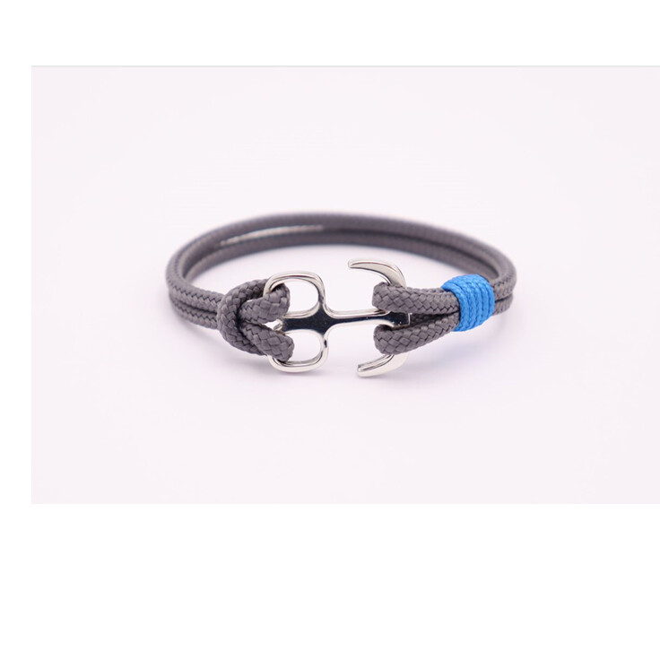 Bracelet ancre cordon gris