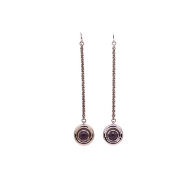 Boucles d'oreilles Idole en argent et améthyste