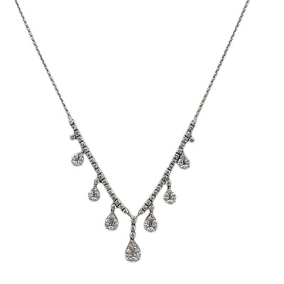 Collier Multi poires diamants en or blanc