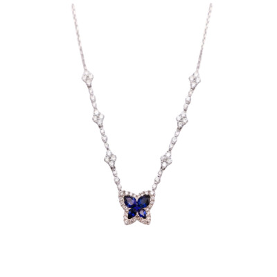 Collier papillon saphir et diamants