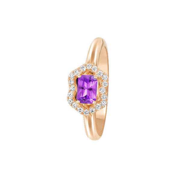 Bague Fleurette en or rose, saphir violet et diamants