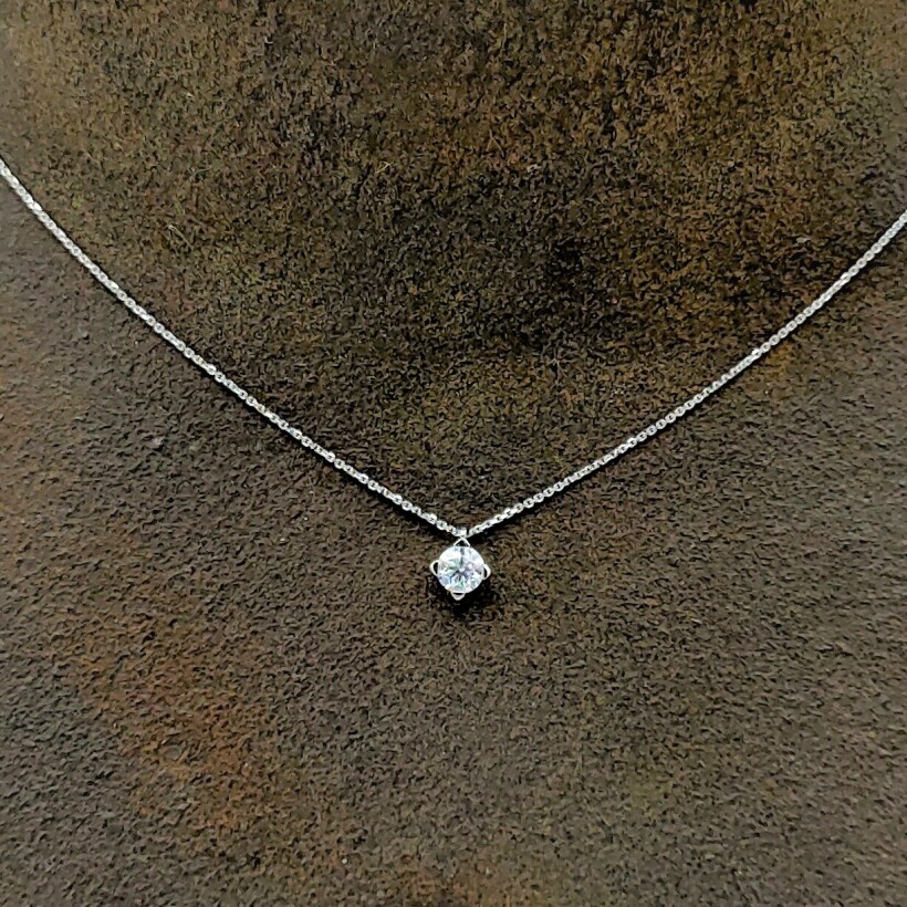 Collier CLAIRE or blanc et diamant 0.45 ct