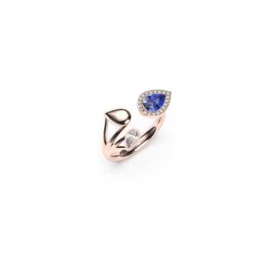 Bague Epis or rose, saphir et diamants