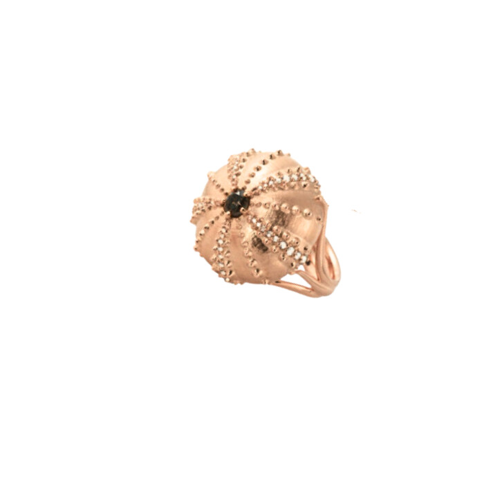 BAGUE CADAQUES grand modèle en or rose, diamant champagne et diamants