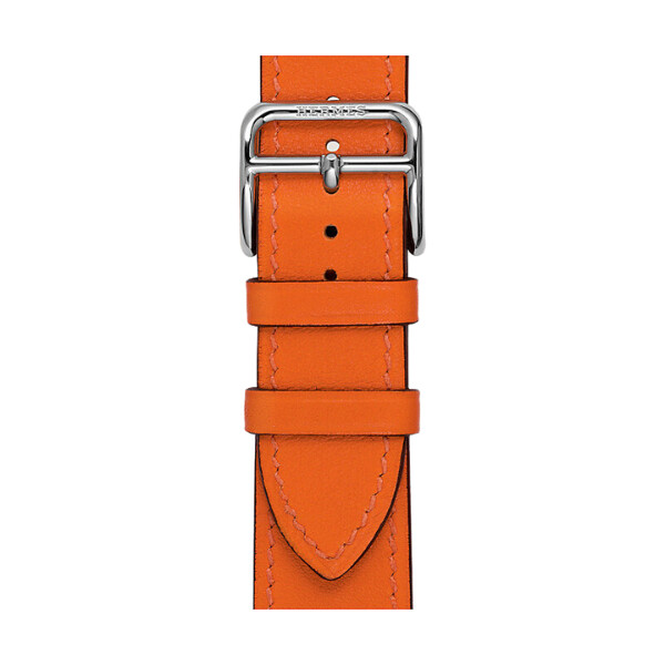 Bracelet cuir orange pour Heure H Moyen modèle, simple tour