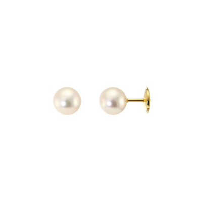 Boucles d'oreilles puces perles de culture 7.5-8 sur or jaune