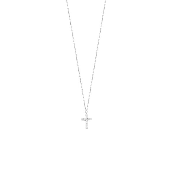 Collier Croix en or blanc et diamants