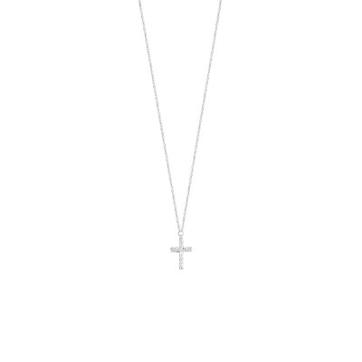 Collier Croix en or blanc et diamants