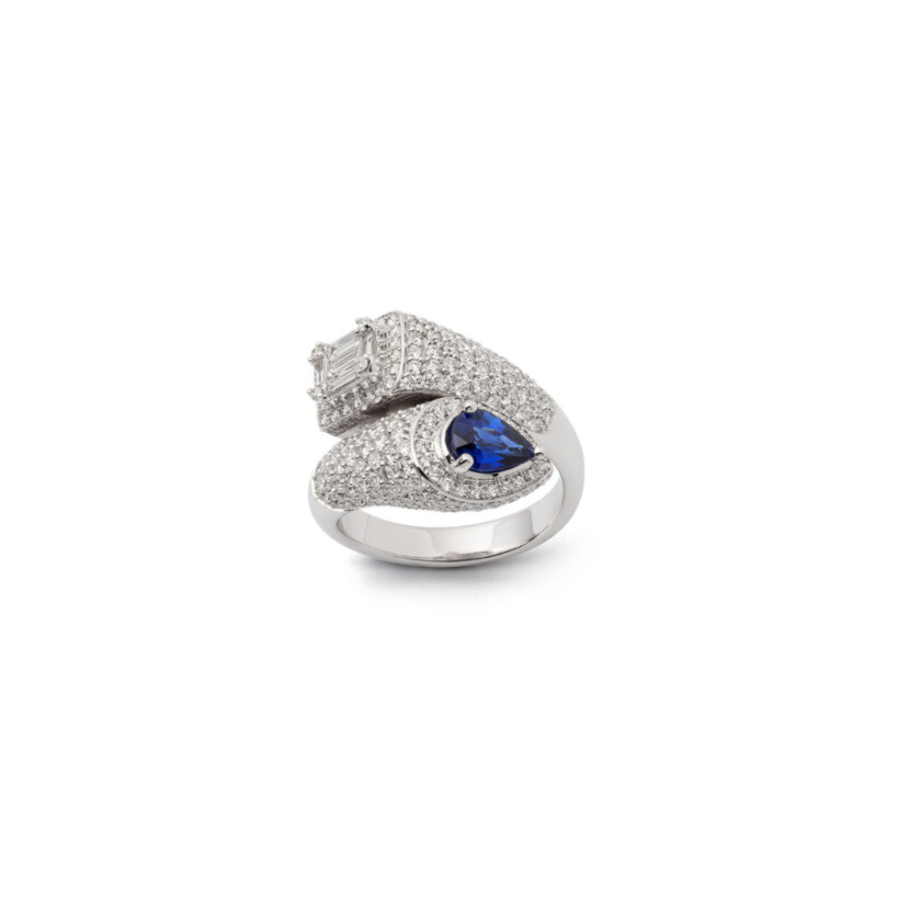 Bague Las Vegas  en or blanc, saphir et diamants