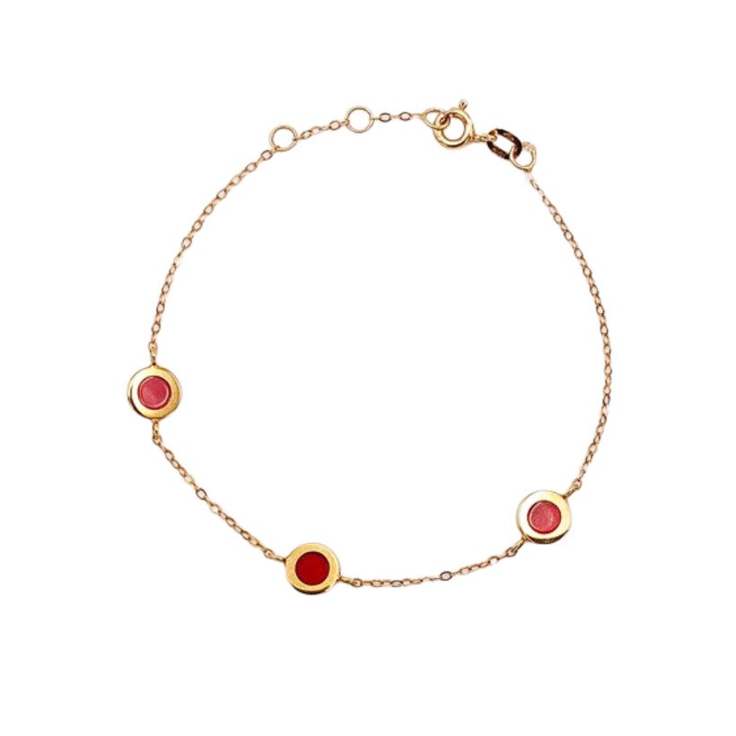 Bracelet or rose et résine rouge