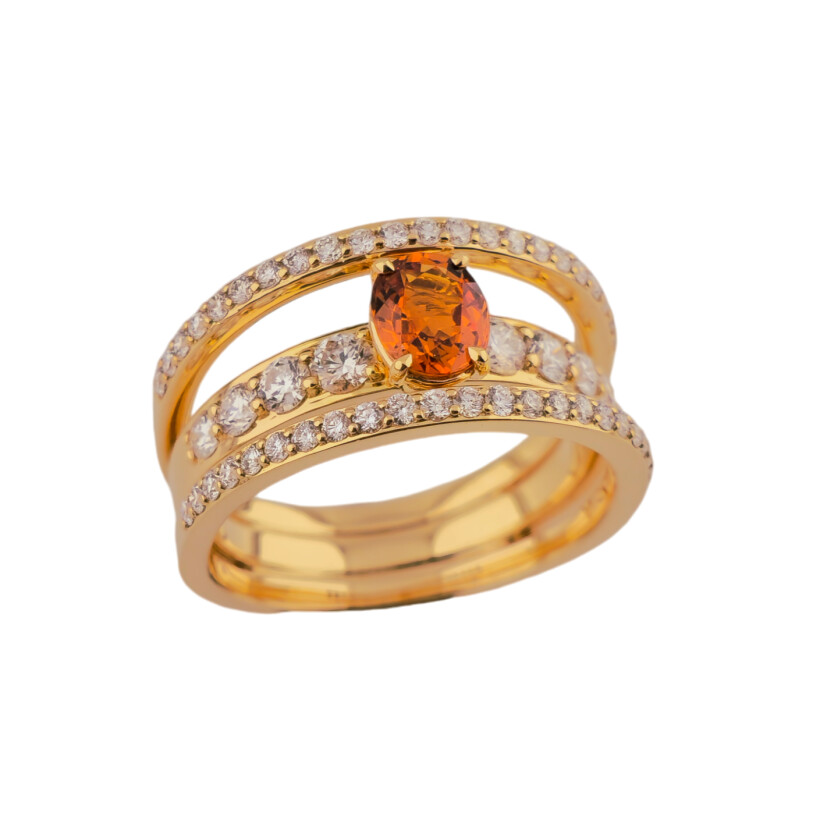 Bague Aldmira en or rose, saphir orange et diamants