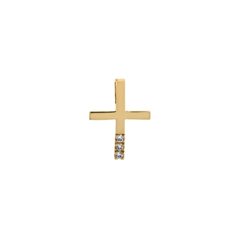 Pendentif croix en or jaune et diamants