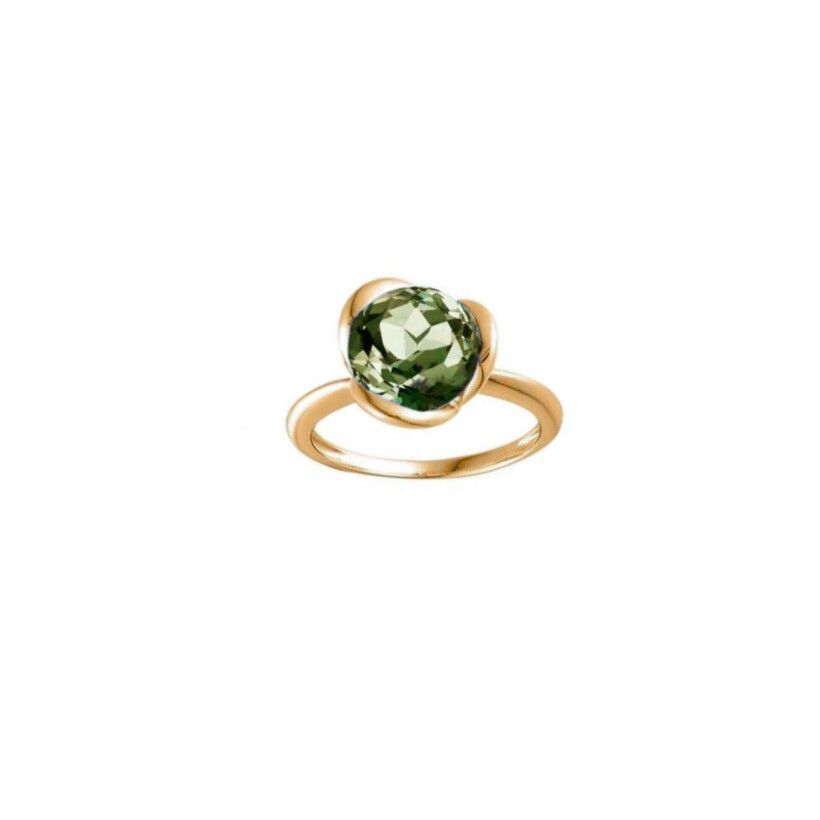 Bague Fleur en or jaune et quartz vert