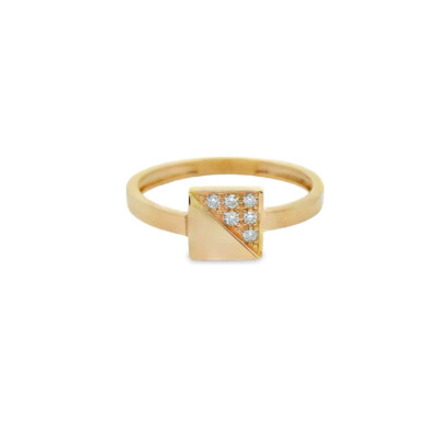 Bague Clozeau Carrée en or jaune et diamants