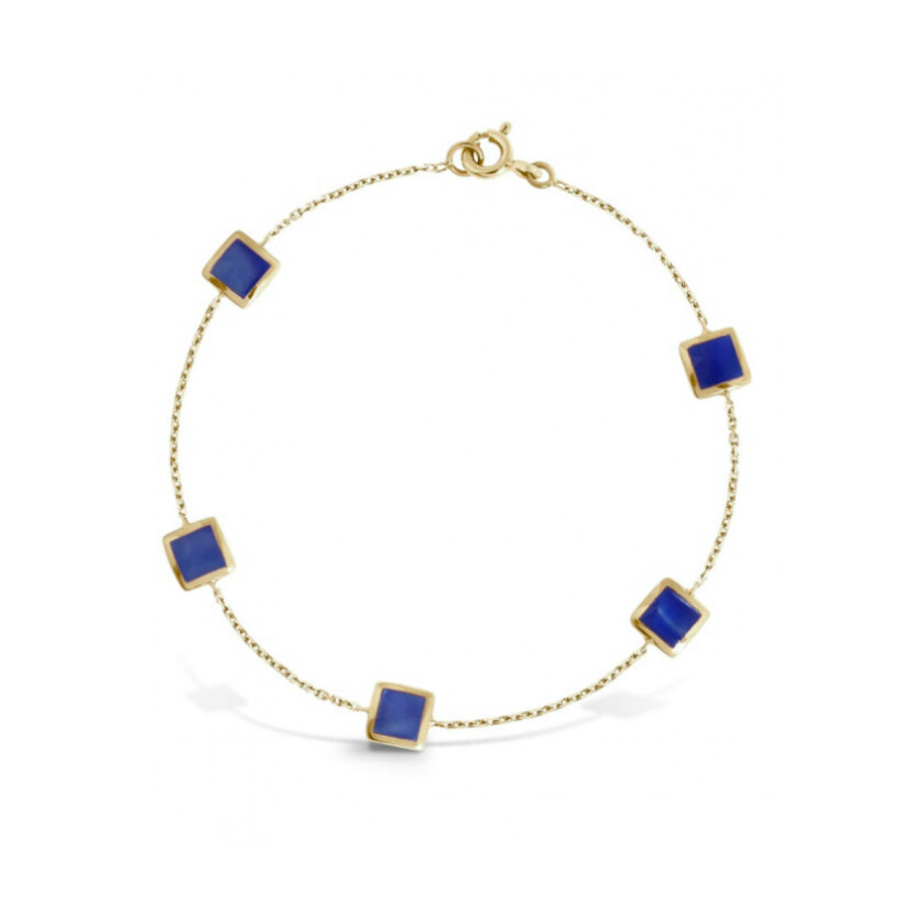 Bracelet Clozeau en or jaune et résine bleue de prusse