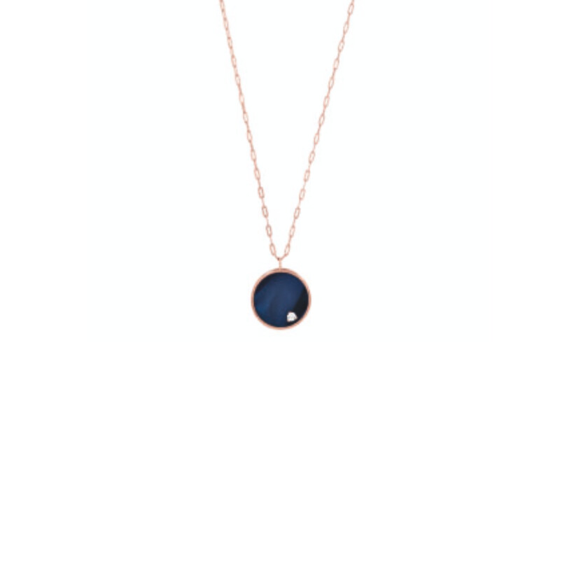 Collier Clozeau ECLIPSE en or rose, résine bleue de prusse et diamant