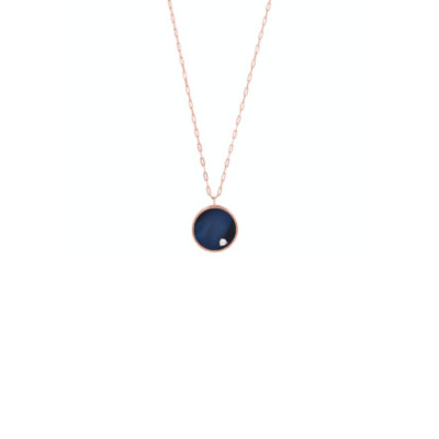 Collier Clozeau ECLIPSE en or rose, résine bleue de prusse et diamant