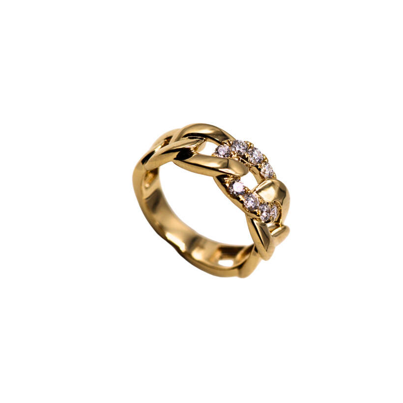 Bague Maillon en or jaune et diamants