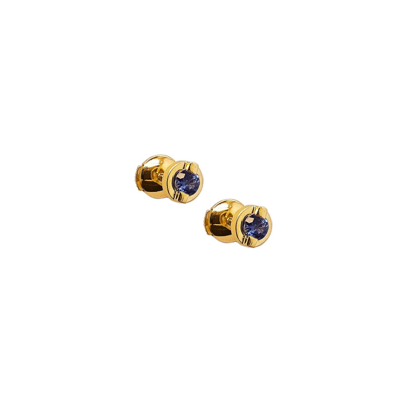 Boucles d'oreilles Smile en or jaune et saphir de ceylan