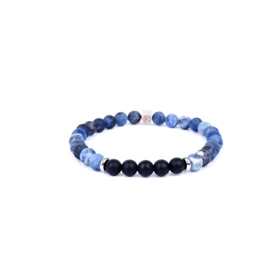 Bracelet IKOBA en sodalite et agate noire 6mm