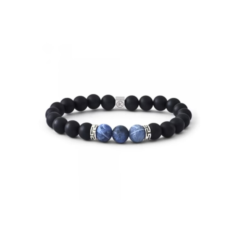 Bracelet IKOBA en Agate Noire et Sodalite 8mm