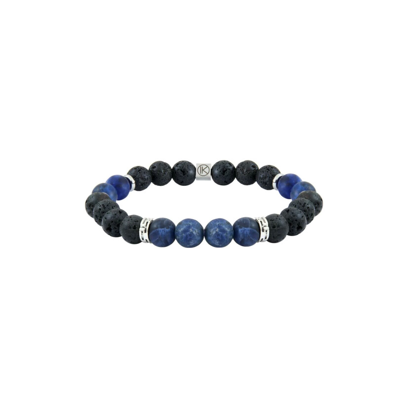 Bracelet IKOBA en Sodalite et Pierre de lave 8mm