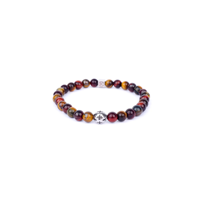 Bracelet IKOBA en Oeil de tigre, faucon et taureau 6mm