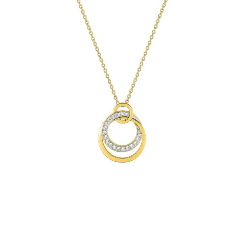 Collier Disques Enlacés en or jaune et diamants