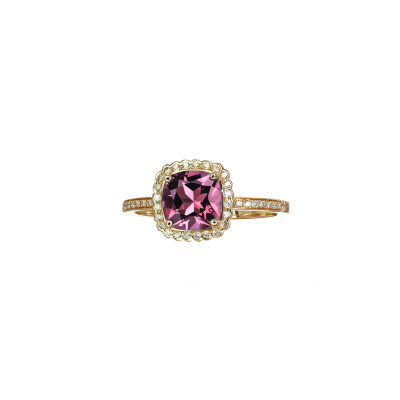 Bague Isabelle Langlois Princesse Mathilde en or jaune, rhodolite et diamants