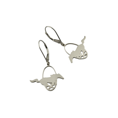 Boucles d'oreilles R Racing Mstang Oval en Argent Poli