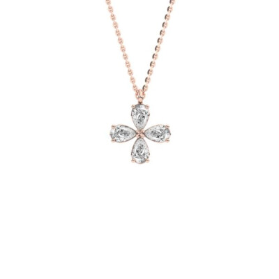 Collier Trefle or rose et diamants