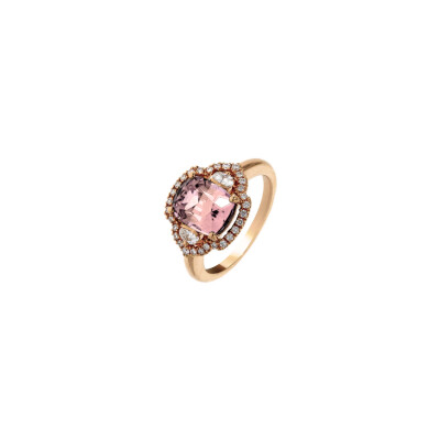 Bague en or rose, Morganite et diamants