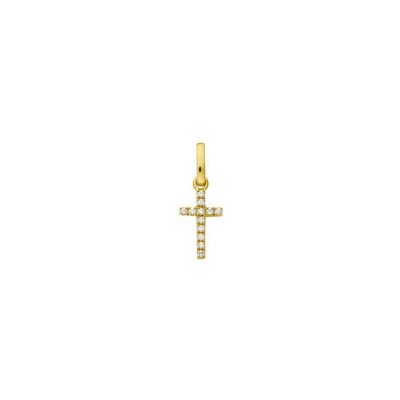 Pendentif Croix diamant en or jaune 10mm
