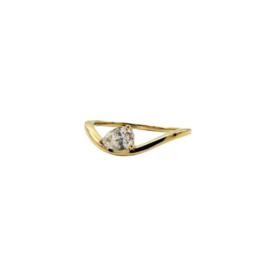 Solitaire Vague en or jaune et diamant poire
