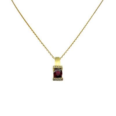 Collier Victorine en or jaune, Rubis et diamants