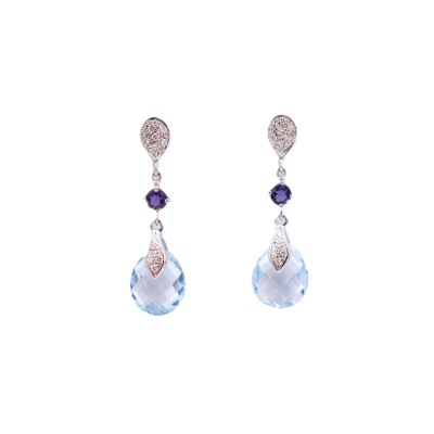 Boucles d'oreilles Isabelle Langlois or blanc Topaze et Iolite