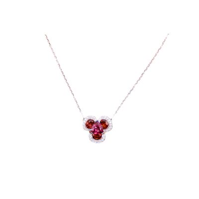 Collier Flora Isabelle Langlois en or blanc, Rhodolite et Grenat