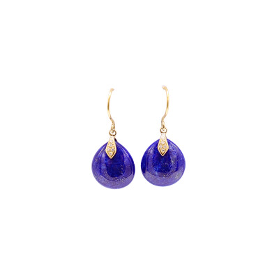 Boucles d'oreilles Lapis Lazuli or jaune et diamants
