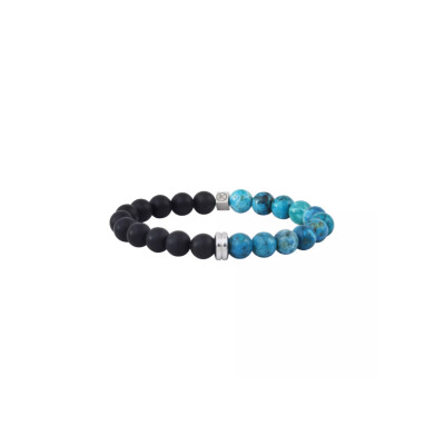 Bracelet IKOBA en Opale bleue et Agate noire 8mm