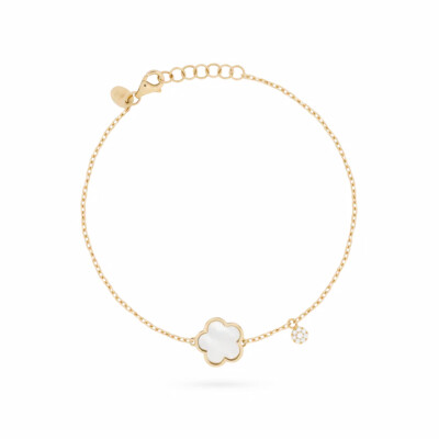 Bracelet Cesare Pompanon Fiore di Mamma en or jaune, nacre blanche et diamants