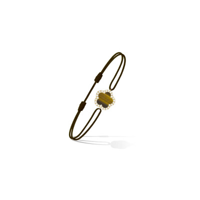 Bracelet Cordon Cesare Pompanon Fiore di Mamma en or jaune, diamants et oeil de tigre