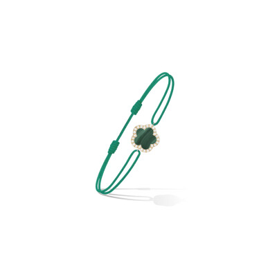 Bracelet Cordon Cesare Pompanon Fiore di Mamma en or jaune, diamants et malachite