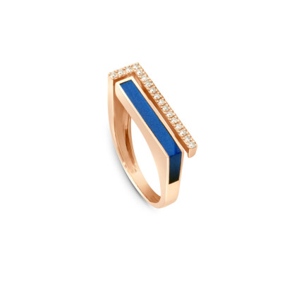 Bague Clozeau SELENA en or rose, résine bleue lapis et diamants