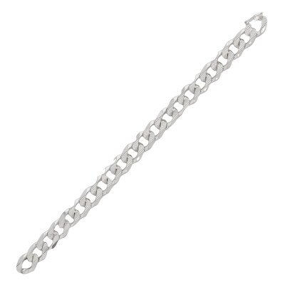 Bracelet maille gourmette striée en argent